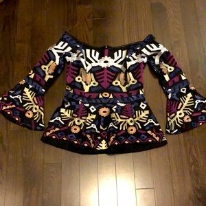 Venus Embroidered Off-Shoulder Peplum Top 6